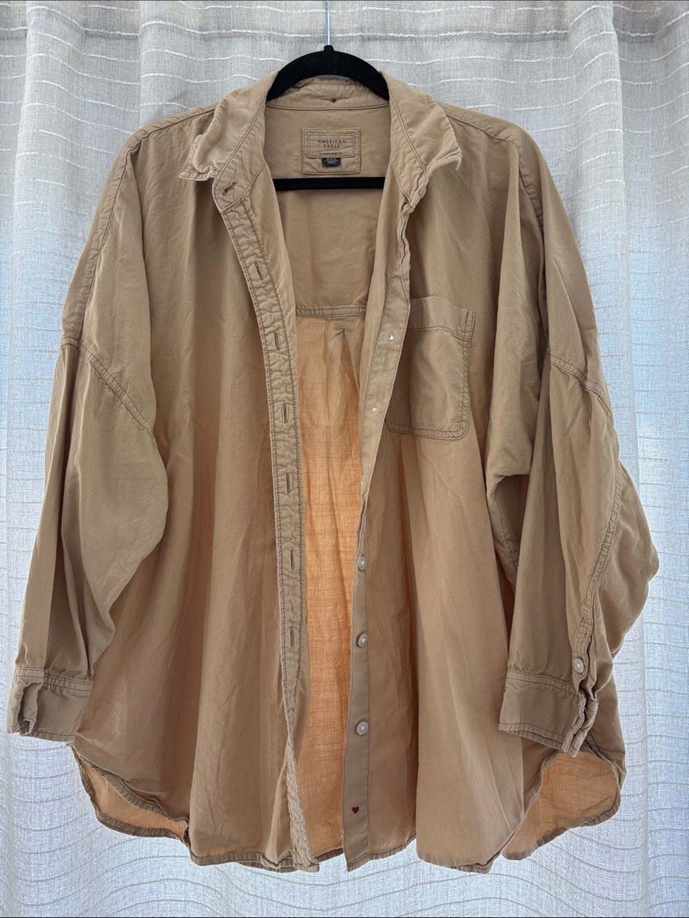 American eagle Button-Down Shirt oversized fit - Tan